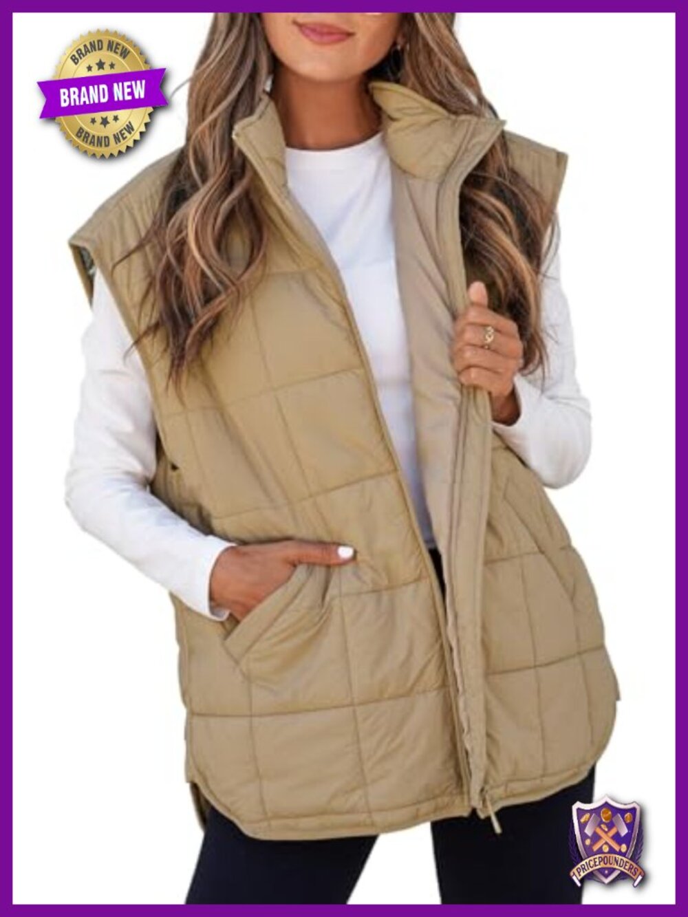 Women Puffer Vest Quilted Cap Sleeve Zip Up Lightweight